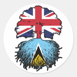 Saint Lucia Saint Lucian British UK Tree Roots Runder Aufkleber