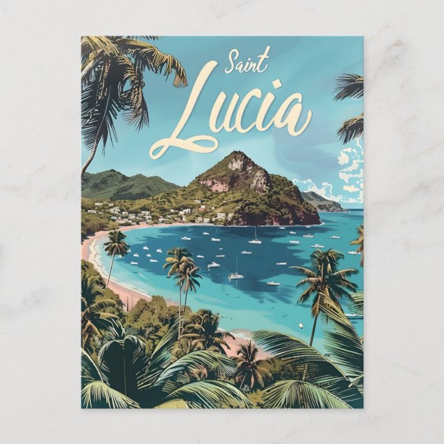 Saint Lucia Tropical Beach Postkarte (Vorderseite)