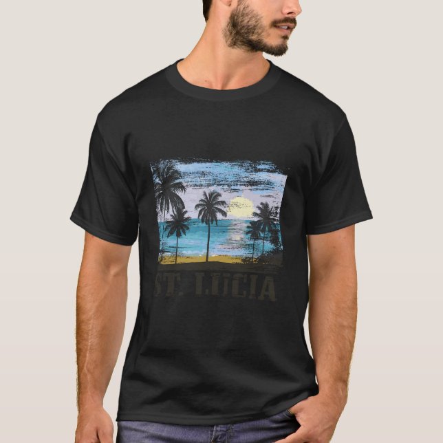 Saint Lucia Vintag Surfen Karibik T-Shirt (Vorderseite)