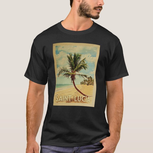 Saint Lucia Vintage T - Shirt - Strand (Vorderseite)