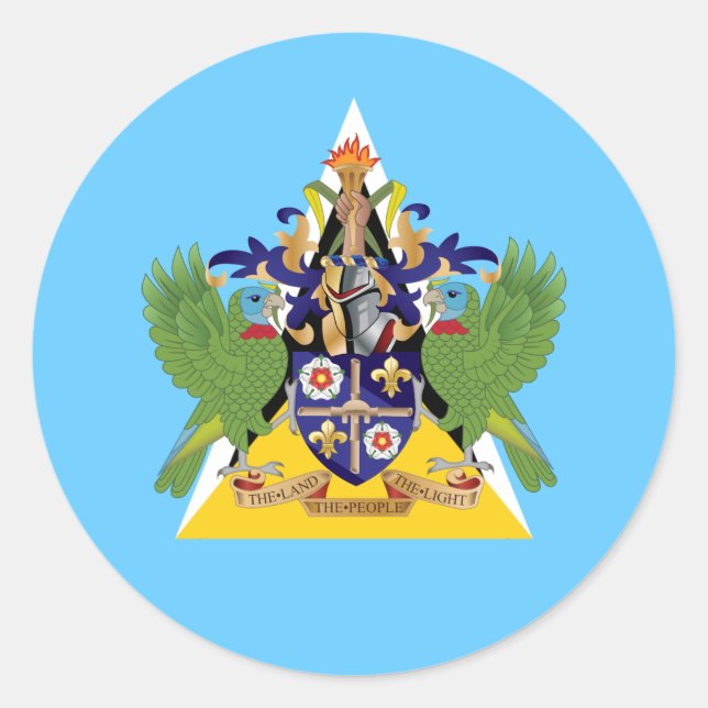 Saint Lucian Flag & Coat of Arms, Saint Lucia Runder Aufkleber (Vorderseite)