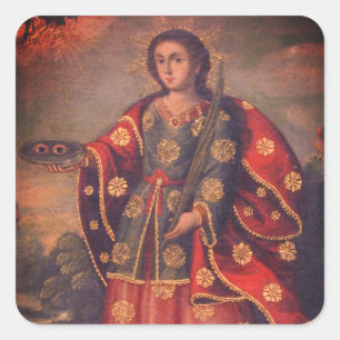 Saint Lucy im Stil der Cusco-Schule Quadratischer Aufkleber
