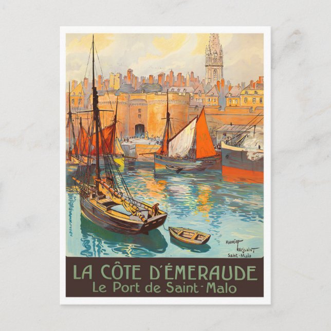 Saint Malo Frankreich Jahrgang Reise Postkarte (Vorderseite)
