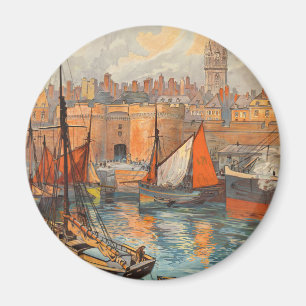 Saint Malo, Frankreich, Vintage Travel Poster Art Magnet
