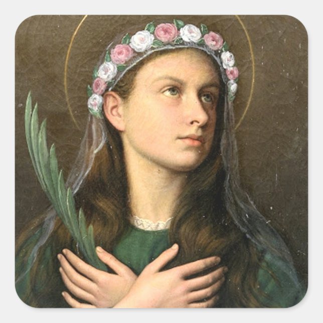 Saint Maria Goretti Quadratischer Aufkleber (Vorderseite)