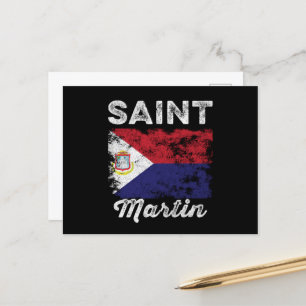 Saint Martin Flag erschüttert Postkarte