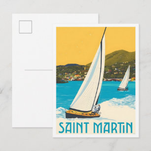 Saint Martin Karibik Vintage Reise Postkarte
