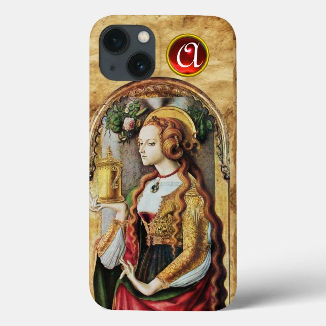 SAINT MARY MAGDALENE Parchment Ruby Gem Monogram Case-Mate iPhone Hülle (Rückseite)