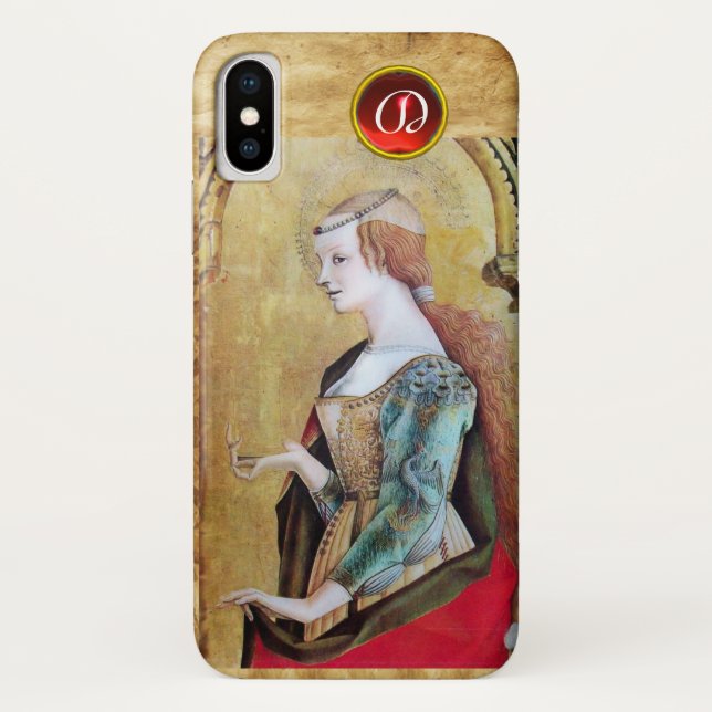 SAINT MARY MAGDALENE Parchment Ruby Gem Monogram Case-Mate iPhone Hülle (Rückseite)