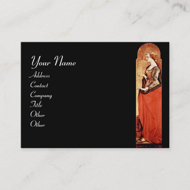 SAINT MARY MAGDALENE Red, Black, Gold Metallic Visitenkarte (Vorderseite)