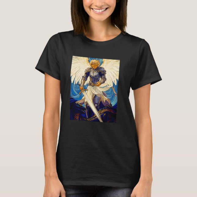 Saint Michael Archangel Katholische Christliche Fr T-Shirt (Vorderseite)
