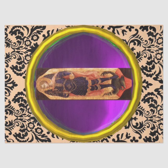 SAINT MICHAEL ARCHANGEL MIT DRAGON Damask Gem Seidenpapier (Vorderseite)