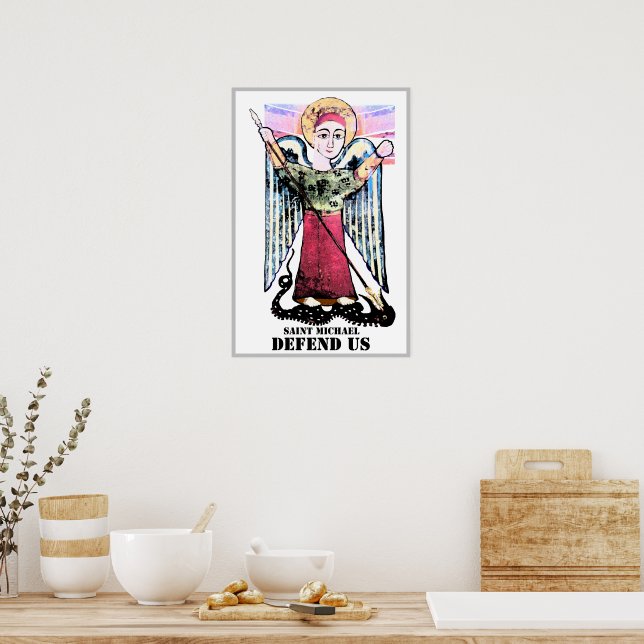 Saint Michael Battling der Drache Poster (Küche)