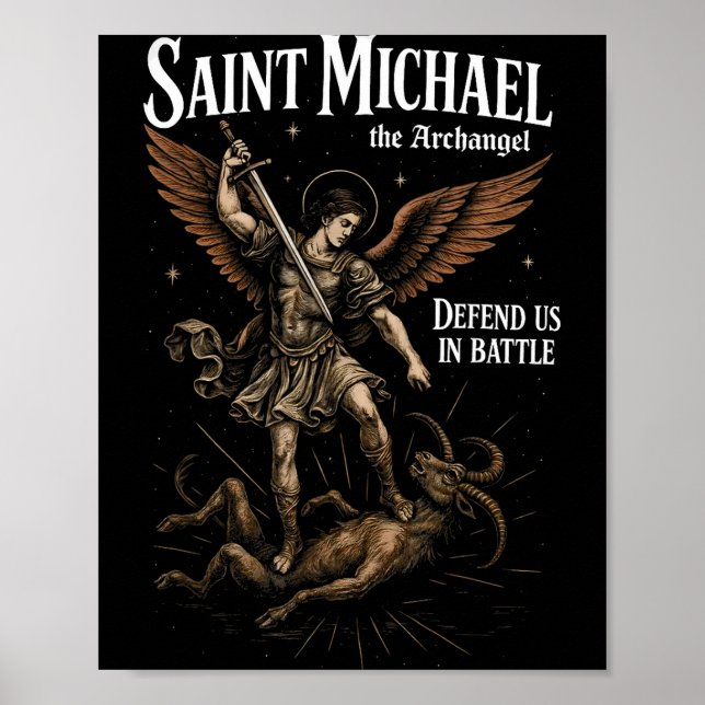 Saint Michael Defend Us In Battle Archangel Christ Poster (Vorne)