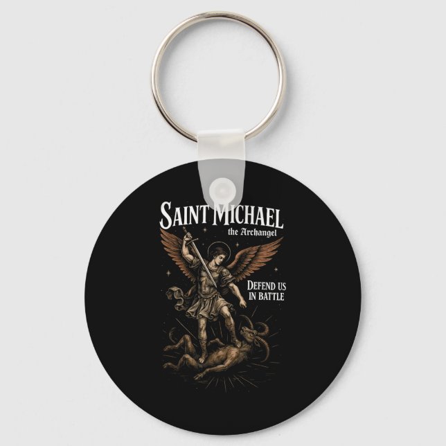 Saint Michael Defend Us In Battle Archangel Christ Schlüsselanhänger (Vorderseite)