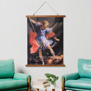 Saint Michael der Erzengel Wandteppich Mit Holzrahmen