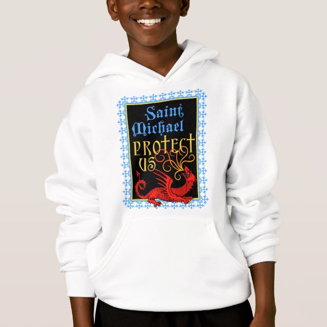 Saint Michael Protect Us Kid's Hoodie (Vorderseite)