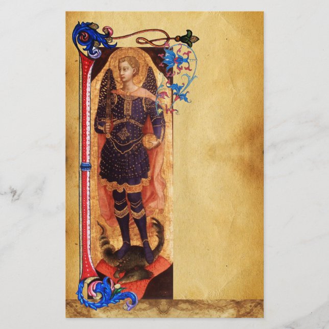 SAINT MICHAEL THE ARCHANGEL FLORAL PARCHMENT BRIEFPAPIER (Vorderseite)