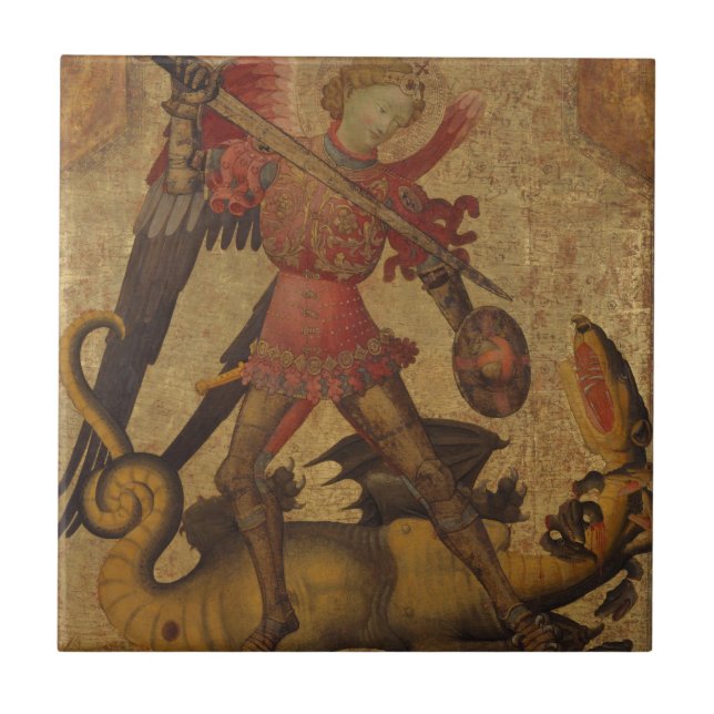 Saint Michael und der Drache Fliese (Vorderseite)