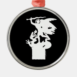 Saint Michael und Dragon (in Weiß) Ornament Aus Metall