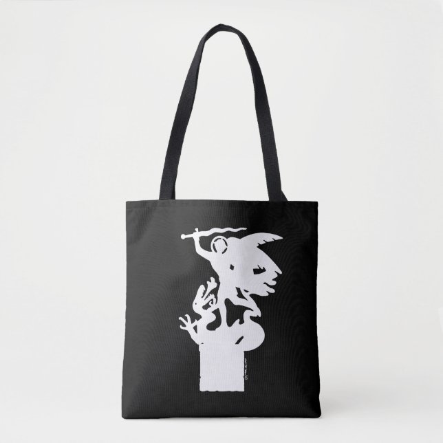 Saint Michael und Dragon (in Weiß) Tasche (Vorderseite)