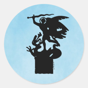 Saint Michael und Dragon Runder Aufkleber