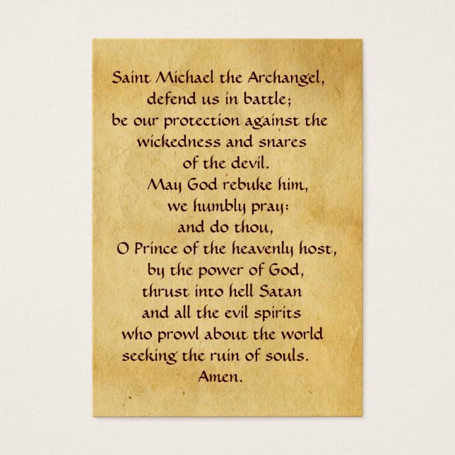 SAINT MICHAEL VANGUISHING SATAN Prayer Card (Vorderseite)