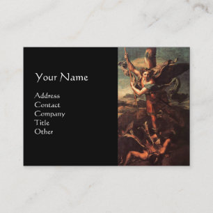 SAINT MICHAEL VANGUISHING SATAN, schwarz Visitenkarte