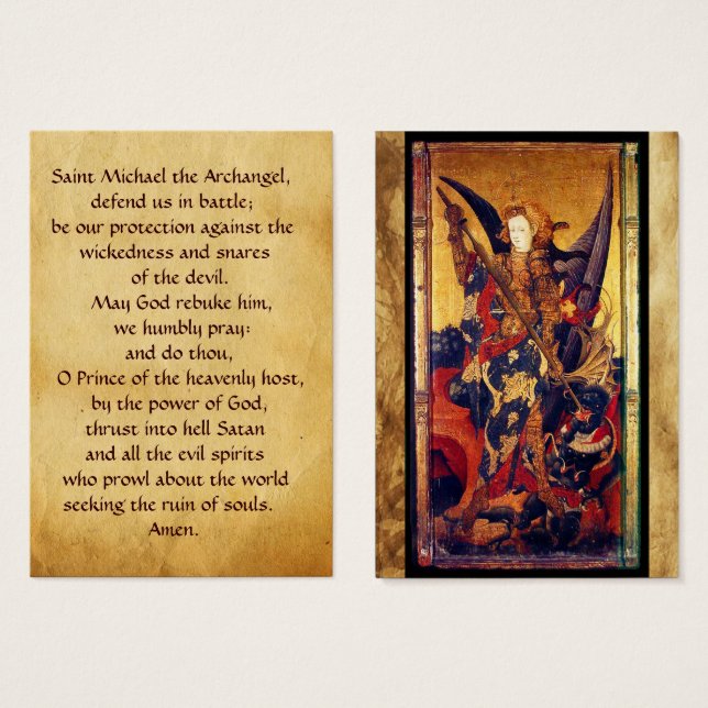 Saint Michael Vanquishing the Devil Prayer Card (Devant & derrière)