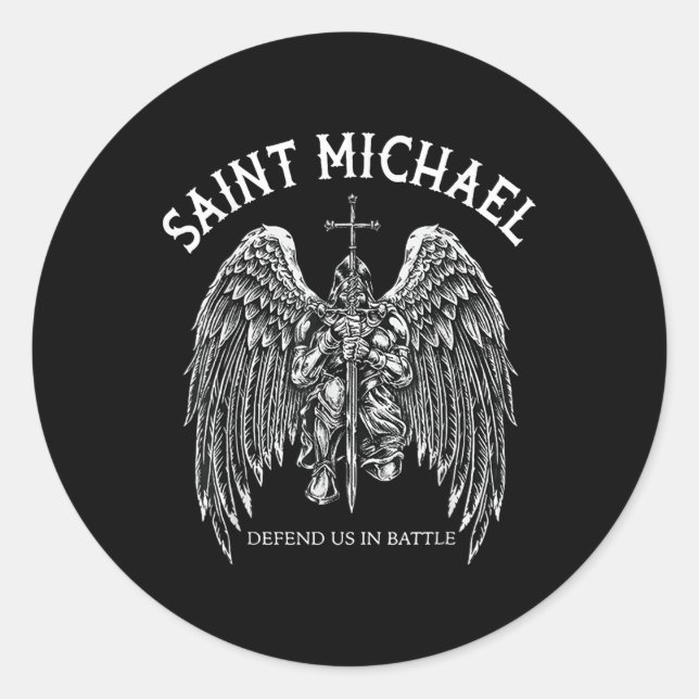 Saint Michael verteidigt uns im Kampf Runder Aufkleber (Vorderseite)