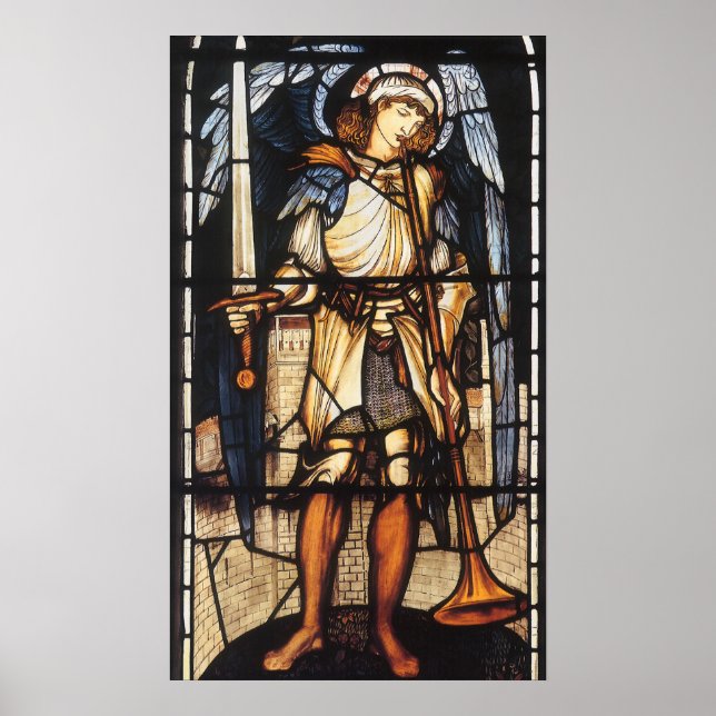 Saint Michael von Sir Edward Coley Burne-Jones Poster (Vorne)