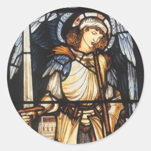 Saint Michael von Sir Edward Coley Burne-Jones Runder Aufkleber