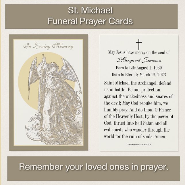 Saint Michel Catholicisme Funeral Memorial Carte S (Remember your loved ones in prayer with our St. Michael Funeral Memorial prayer cards. )