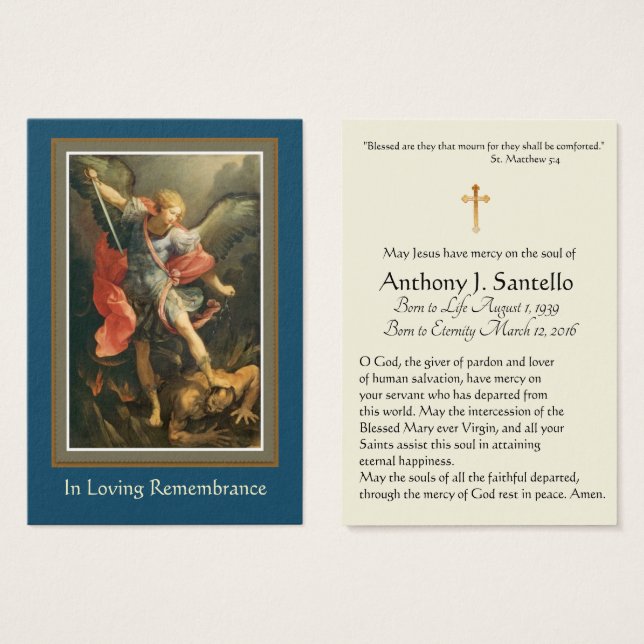 Saint Michel Catholicisme Funeral Memorial Carte S (Devant & derrière)