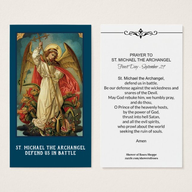 Saint Michel l'Archange Prière Carte Sainte (Devant & derrière)