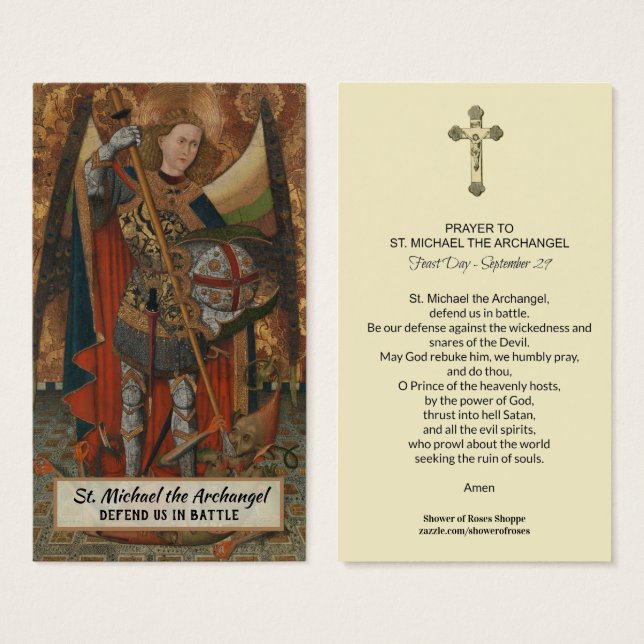 Saint Michel l'Archange Prière Carte Sainte (Devant & derrière)