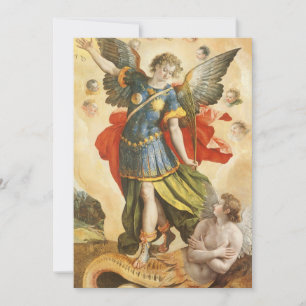Saint Michel vainc Lucifer Invitation vintage