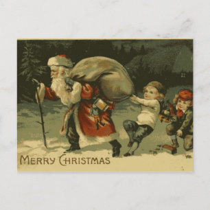 Saint Nick et enfants Carte postale Vintage Noël