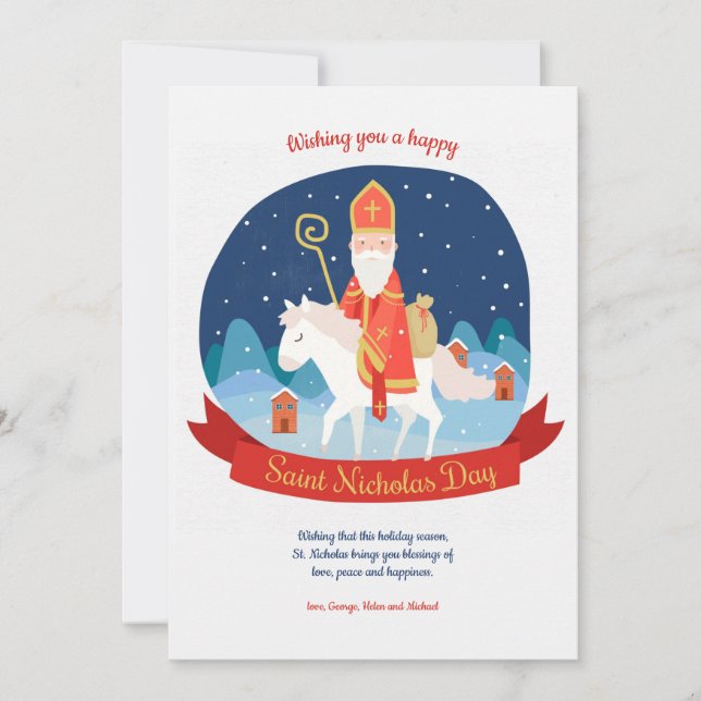 Saint Nicolas sur une carte de voeux pour cheval (Devant)