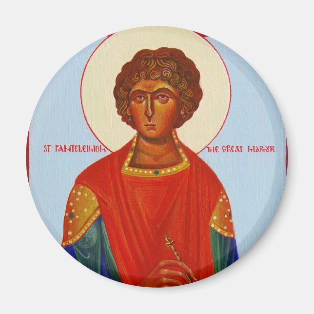 Saint Panteleimon icône orthodoxe aimant (Devant)