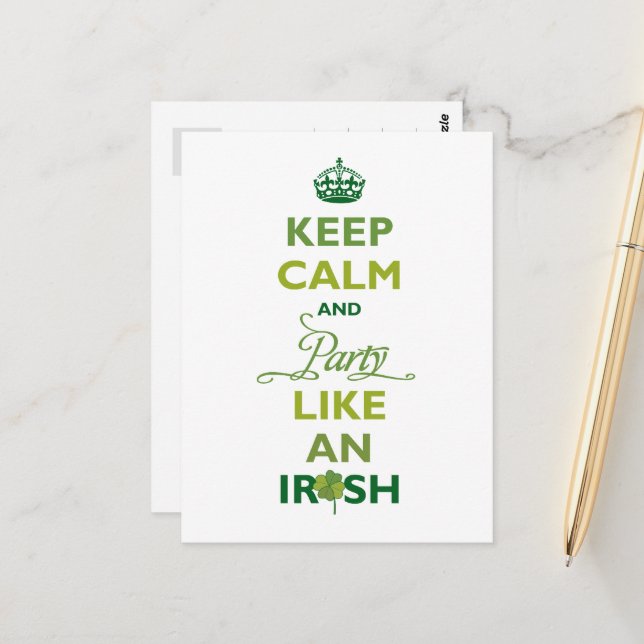 Saint Patrick Behielt Ruhe und Party wie ein Irin Postkarte (Vorderseite/Rückseite Beispiel)