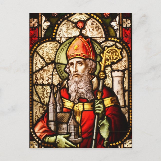 Saint Patrick Bild auf festem Glas Postkarte (Vorderseite)