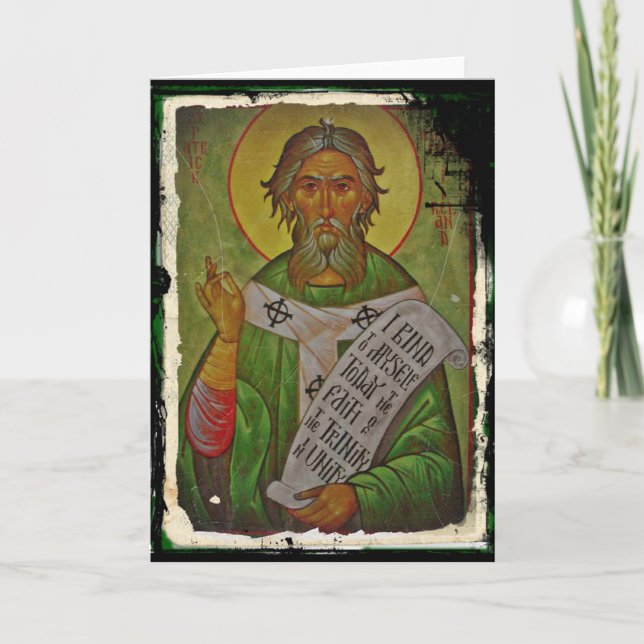Saint Patrick Icon auf Green Karte (Vorderseite)