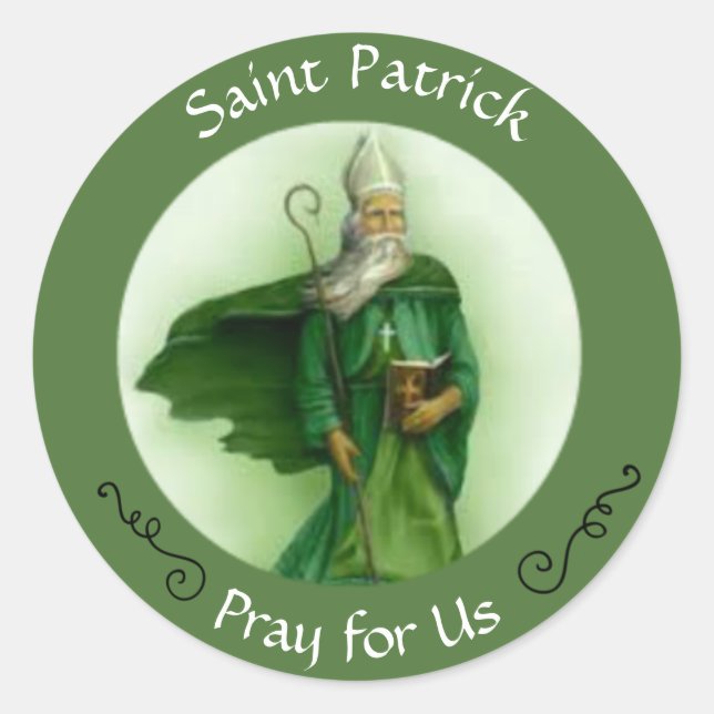 Saint Patrick Katholischer Bischof Runder Aufkleber (Vorderseite)