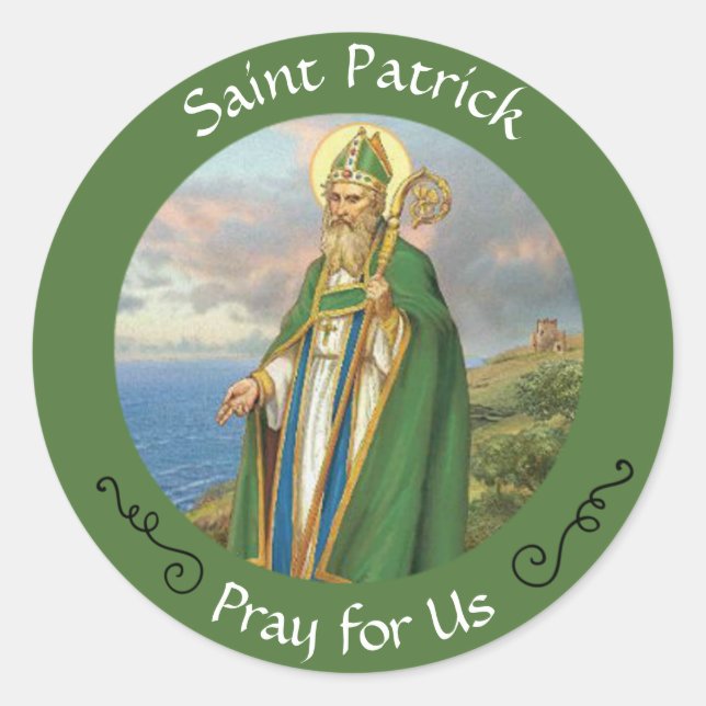 Saint Patrick Katholischer Bischof Runder Aufkleber (Vorderseite)
