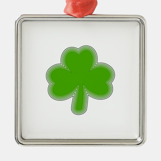 Saint-Patrick-Kleeblatt Zeichnend Silbernes Ornament (Vorne)