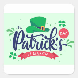 Saint Patrick’s Day Shirt – Lucky Leprechaun Hat & Quadratischer Aufkleber