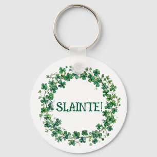 Saint-Patrick "Slainte !" Porte-clés Trèfles