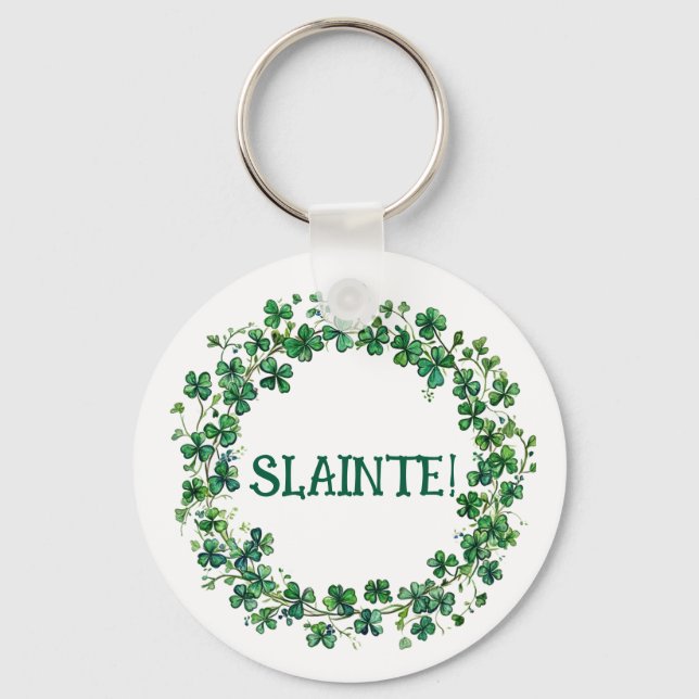 Saint-Patrick "Slainte !" Porte-clés Trèfles (Recto)