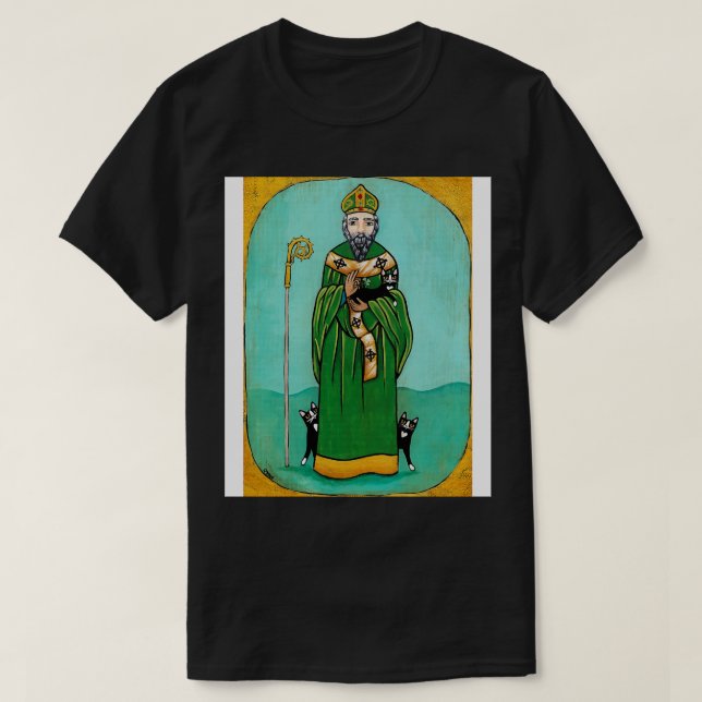 Saint Patrick und Katzen T-Shirt (Design vorne)